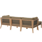 Modway Clearwater 4-Piece Outdoor Patio Teak Wood Sectional Sofa