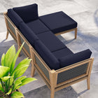 Modway Clearwater 4-Piece Outdoor Patio Teak Wood Sectional Sofa