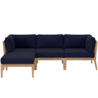 Modway Clearwater 4-Piece Outdoor Patio Teak Wood Sectional Sofa  