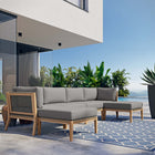 Modway Clearwater 6-Piece Outdoor Patio Teak Wood Sectional Sofa EEI-6122