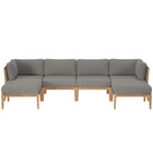 Modway Clearwater 6-Piece Outdoor Patio Teak Wood Sectional Sofa  