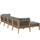Modway Clearwater 6-Piece Outdoor Patio Teak Wood Sectional Sofa EEI-6122