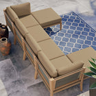 Modway Clearwater 6-Piece Outdoor Patio Teak Wood Sectional Sofa EEI-6122