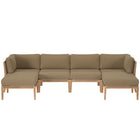 Modway Clearwater 6-Piece Outdoor Patio Teak Wood Sectional Sofa  
