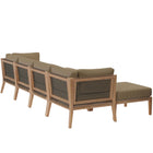Modway Clearwater 6-Piece Outdoor Patio Teak Wood Sectional Sofa EEI-6122