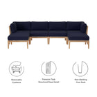 Modway Clearwater 6-Piece Outdoor Patio Teak Wood Sectional Sofa EEI-6122