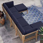Modway Clearwater 6-Piece Outdoor Patio Teak Wood Sectional Sofa EEI-6122