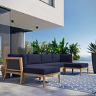 Modway Clearwater 6-Piece Outdoor Patio Teak Wood Sectional Sofa EEI-6122