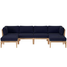 Modway Clearwater 6-Piece Outdoor Patio Teak Wood Sectional Sofa  