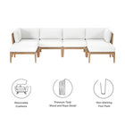 Modway Clearwater 6-Piece Outdoor Patio Teak Wood Sectional Sofa EEI-6122