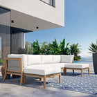 Modway Clearwater 6-Piece Outdoor Patio Teak Wood Sectional Sofa EEI-6122