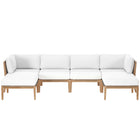 Modway Clearwater 6-Piece Outdoor Patio Teak Wood Sectional Sofa  