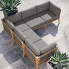 Modway Clearwater 5-Piece Outdoor Patio Teak Wood Sectional Sofa