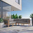 Modway Clearwater 5-Piece Outdoor Patio Teak Wood Sectional Sofa
