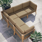 Modway Clearwater 5-Piece Outdoor Patio Teak Wood Sectional Sofa