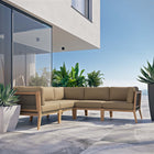 Modway Clearwater 5-Piece Outdoor Patio Teak Wood Sectional Sofa