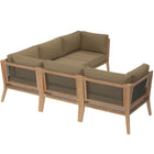 Modway Clearwater 5-Piece Outdoor Patio Teak Wood Sectional Sofa