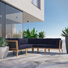 Modway Clearwater 5-Piece Outdoor Patio Teak Wood Sectional Sofa