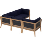 Modway Clearwater 5-Piece Outdoor Patio Teak Wood Sectional Sofa