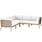 Modway Clearwater 5-Piece Outdoor Patio Teak Wood Sectional Sofa  