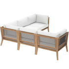 Modway Clearwater 5-Piece Outdoor Patio Teak Wood Sectional Sofa