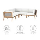 Modway Clearwater 5-Piece Outdoor Patio Teak Wood Sectional Sofa