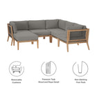 Modway Clearwater 6-Piece Outdoor Patio Teak Wood Sectional Sofa EEI-6124