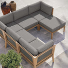 Modway Clearwater 6-Piece Outdoor Patio Teak Wood Sectional Sofa EEI-6124