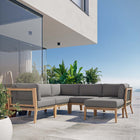 Modway Clearwater 6-Piece Outdoor Patio Teak Wood Sectional Sofa EEI-6124