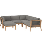 Modway Clearwater 6-Piece Outdoor Patio Teak Wood Sectional Sofa EEI-6124