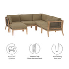 Modway Clearwater 6-Piece Outdoor Patio Teak Wood Sectional Sofa EEI-6124