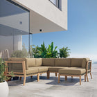 Modway Clearwater 6-Piece Outdoor Patio Teak Wood Sectional Sofa EEI-6124