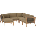 Modway Clearwater 6-Piece Outdoor Patio Teak Wood Sectional Sofa EEI-6124