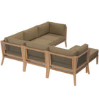 Modway Clearwater 6-Piece Outdoor Patio Teak Wood Sectional Sofa EEI-6124