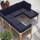 Modway Clearwater 6-Piece Outdoor Patio Teak Wood Sectional Sofa EEI-6124