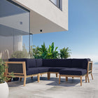 Modway Clearwater 6-Piece Outdoor Patio Teak Wood Sectional Sofa EEI-6124