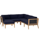 Modway Clearwater 6-Piece Outdoor Patio Teak Wood Sectional Sofa EEI-6124