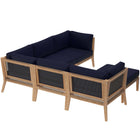 Modway Clearwater 6-Piece Outdoor Patio Teak Wood Sectional Sofa EEI-6124