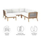 Modway Clearwater 6-Piece Outdoor Patio Teak Wood Sectional Sofa EEI-6124