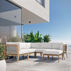 Modway Clearwater 6-Piece Outdoor Patio Teak Wood Sectional Sofa EEI-6124