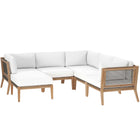 Modway Clearwater 6-Piece Outdoor Patio Teak Wood Sectional Sofa EEI-6124