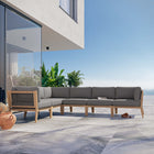 Modway Clearwater 6-Piece Outdoor Patio Teak Wood Sectional Sofa EEI-6125