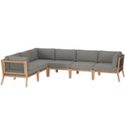 Modway Clearwater 6-Piece Outdoor Patio Teak Wood Sectional Sofa EEI-6125