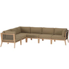 Modway Clearwater 6-Piece Outdoor Patio Teak Wood Sectional Sofa EEI-6125
