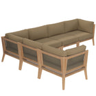 Modway Clearwater 6-Piece Outdoor Patio Teak Wood Sectional Sofa EEI-6125