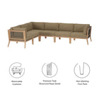 Modway Clearwater 6-Piece Outdoor Patio Teak Wood Sectional Sofa EEI-6125