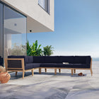 Modway Clearwater 6-Piece Outdoor Patio Teak Wood Sectional Sofa EEI-6125