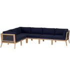 Modway Clearwater 6-Piece Outdoor Patio Teak Wood Sectional Sofa EEI-6125