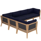 Modway Clearwater 6-Piece Outdoor Patio Teak Wood Sectional Sofa EEI-6125