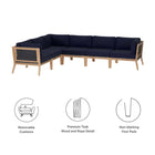Modway Clearwater 6-Piece Outdoor Patio Teak Wood Sectional Sofa EEI-6125